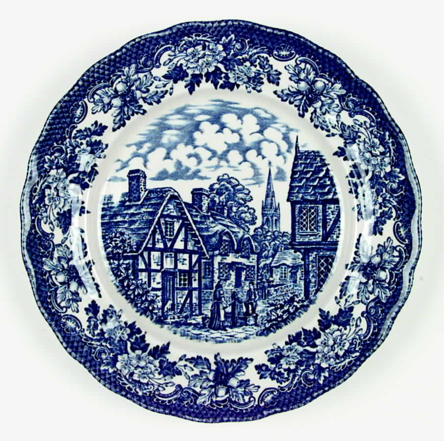 Merrie Olde England Blue Dinner Plate by Grindley-1