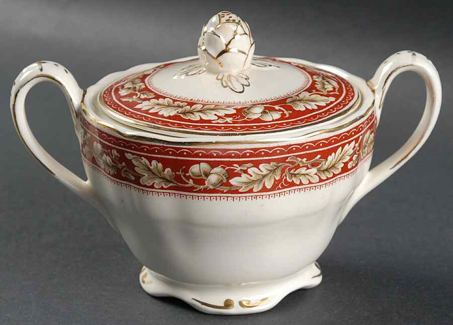 Oakland Maroon Sugar Bowl & Lid by Grindley-1