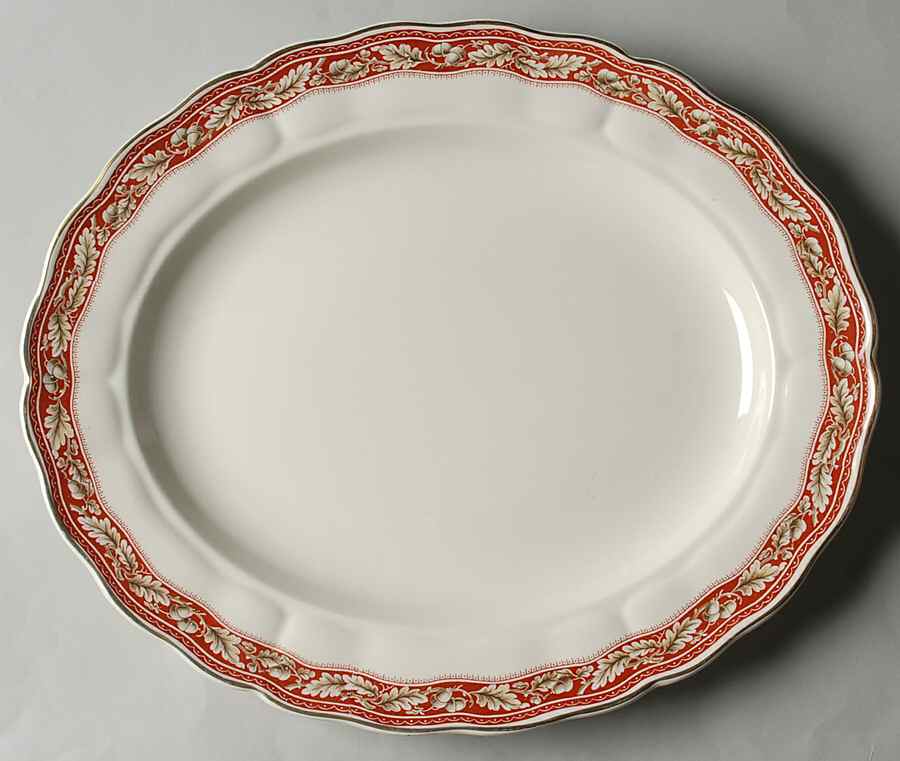 Oakland Maroon 14" Oval Serving Platter by Grindley-1