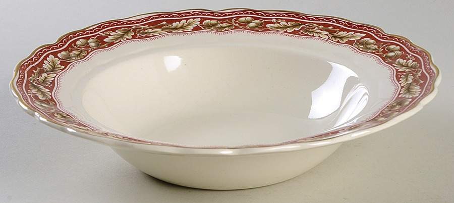 Oakland Maroon Rim Soup Bowl by Grindley-1
