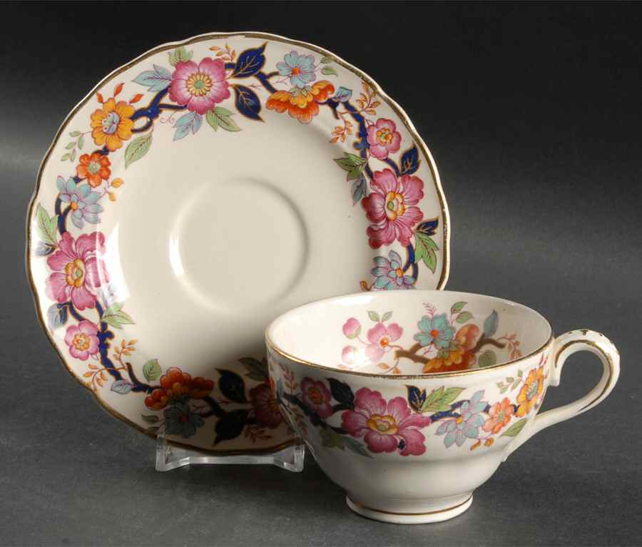 Old China Flat Cup & Saucer Set by Grindley-1