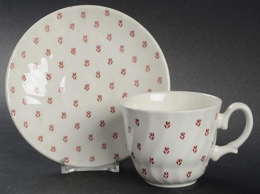 Petite Fleur Pink Flat Cup & Saucer Set by Grindley-1