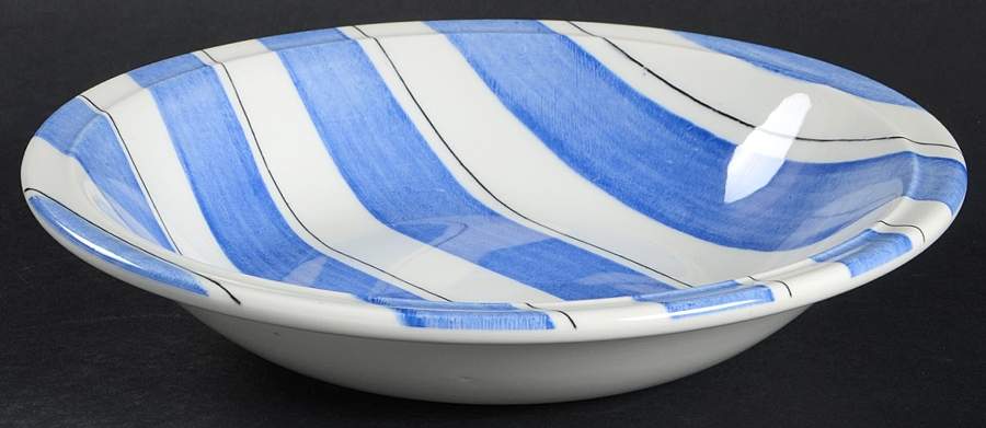 Pinstripes (Blue) Rim Soup Bowl by Grindley-1
