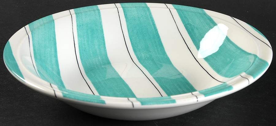 Pinstripes (Aqua) Rim Soup Bowl by Grindley-1