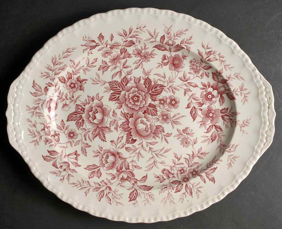 Printemps Pink 16" Oval Serving Platter by Grindley-1