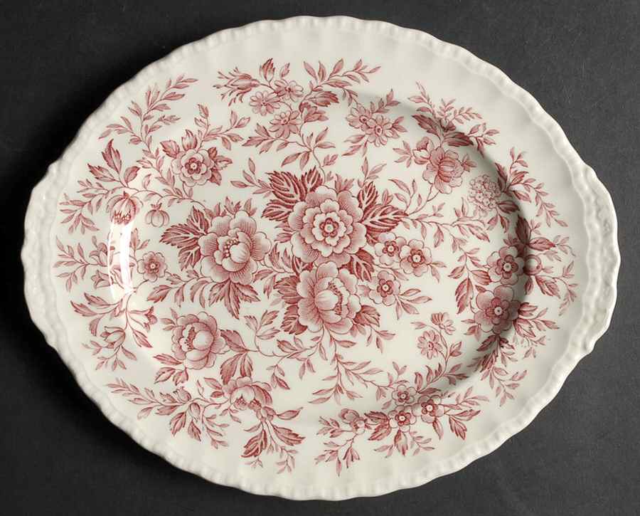 Printemps Pink 10" Oval Serving Platter by Grindley-1
