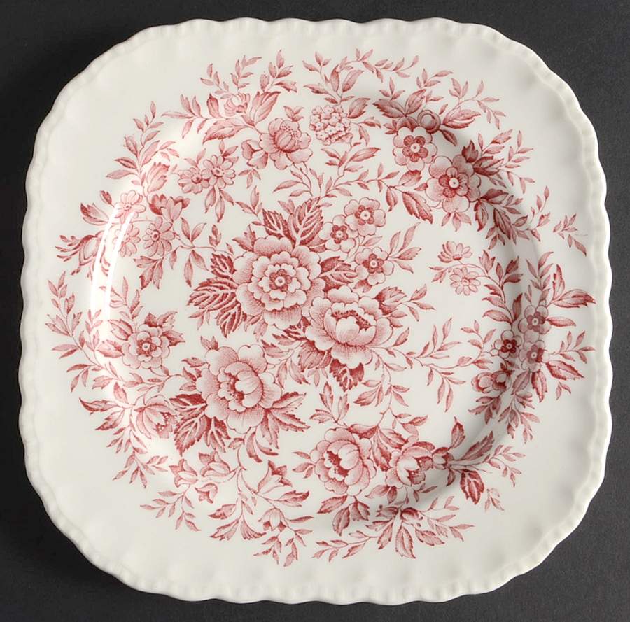Printemps Pink Square Salad Plate by Grindley-1