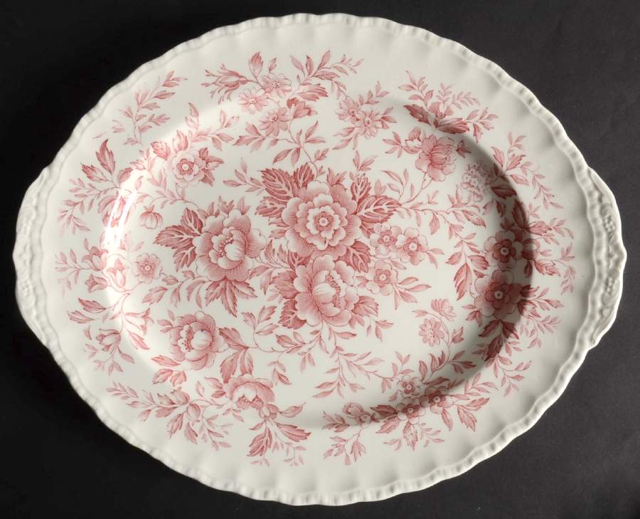 Printemps Pink 11" Oval Serving Platter by Grindley-1
