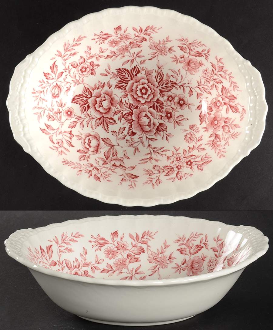 Printemps Pink 9" Oval Vegetable Bowl by Grindley-1