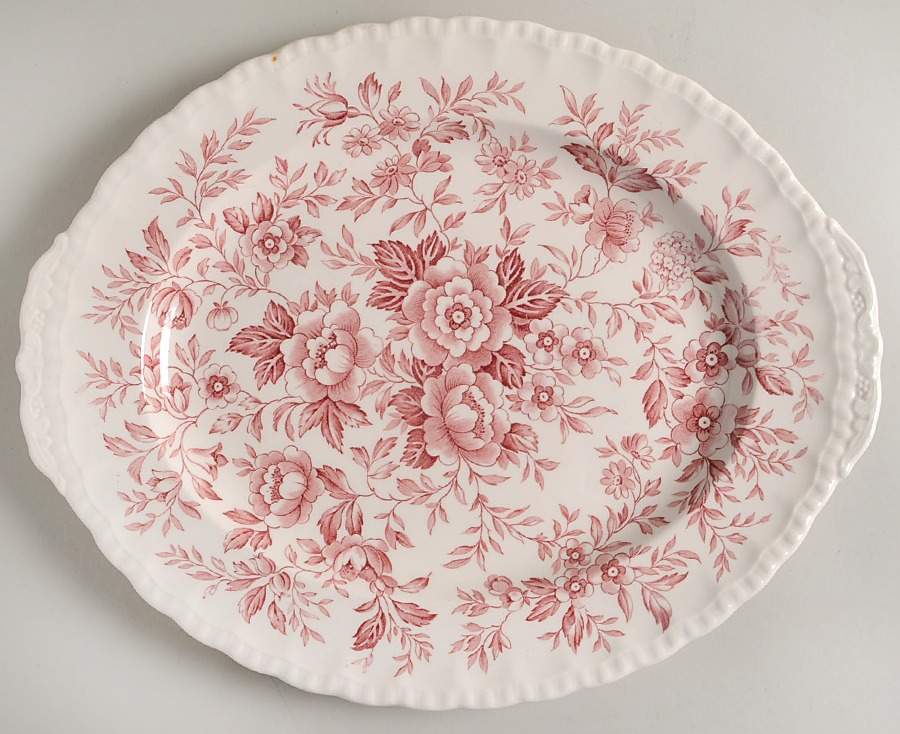 Printemps Pink 14" Oval Serving Platter by Grindley-1