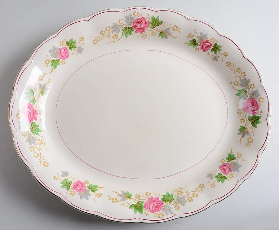 Rose Bouquet 16" Oval Serving Platter by Grindley-1