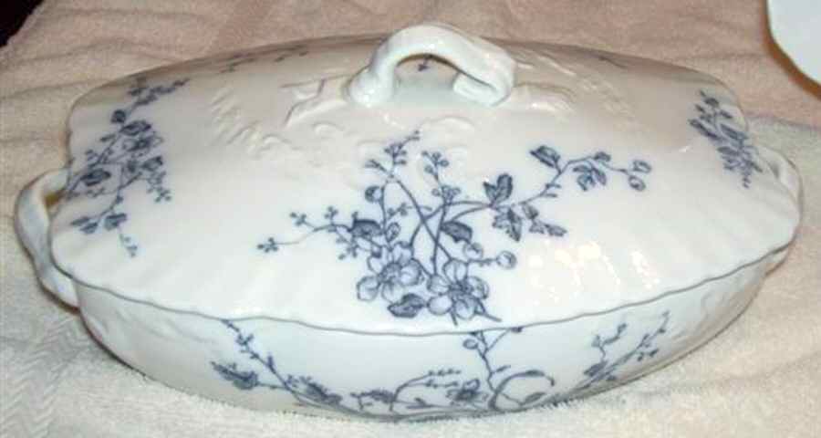 Rustic Blue Oval Covered Vegetable by Grindley-1