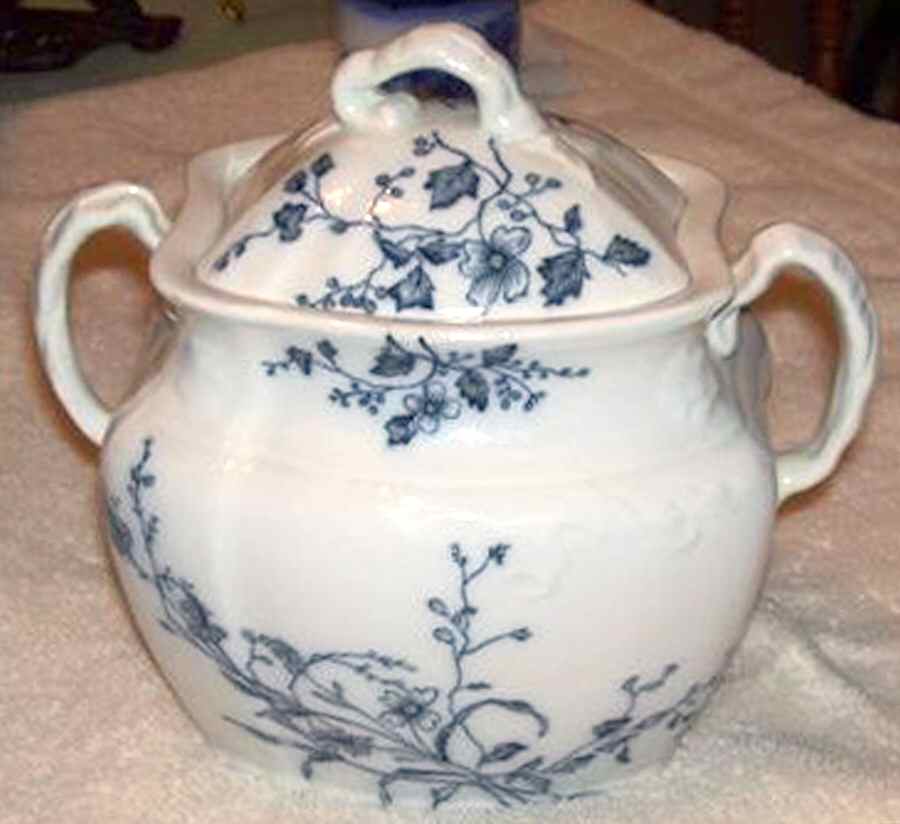Rustic Blue Sugar Bowl & Lid by Grindley-1