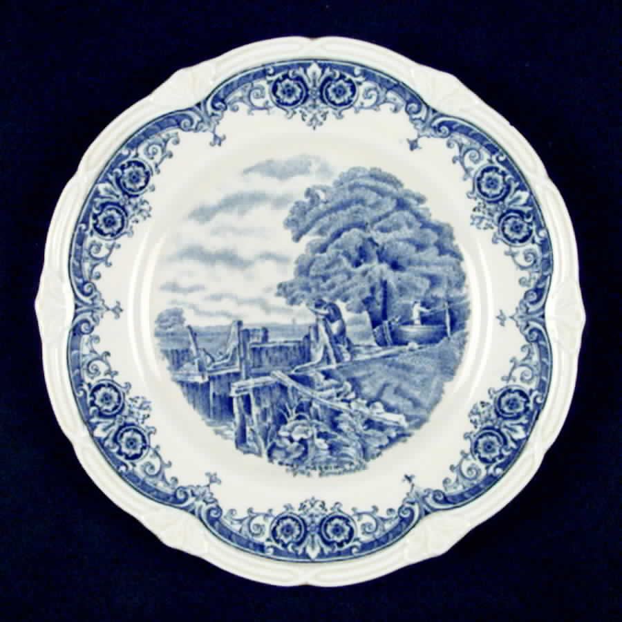 Scenes After Constable Blue (Vine Edge, Cream) Dessert/Pie Plate by Grindley-1