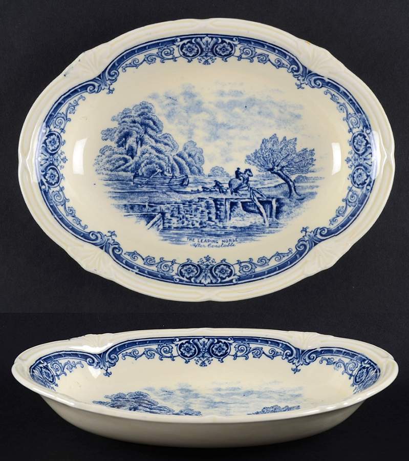 Scenes After Constable Blue (Vine Edge, Cream) Relish by Grindley-1