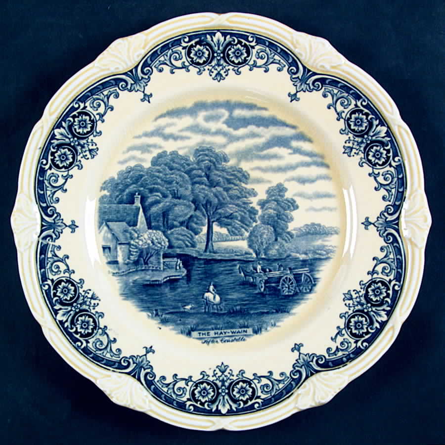 Scenes After Constable Blue (Vine Edge, Cream) Luncheon Plate by Grindley-1