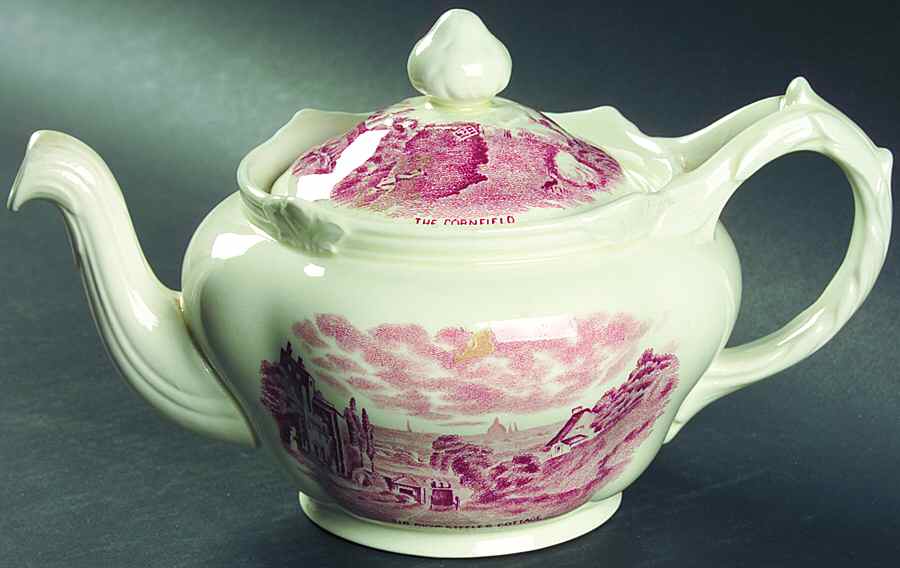 Scenes After Constable Pink (Center Design) Teapot & Lid by Grindley-1
