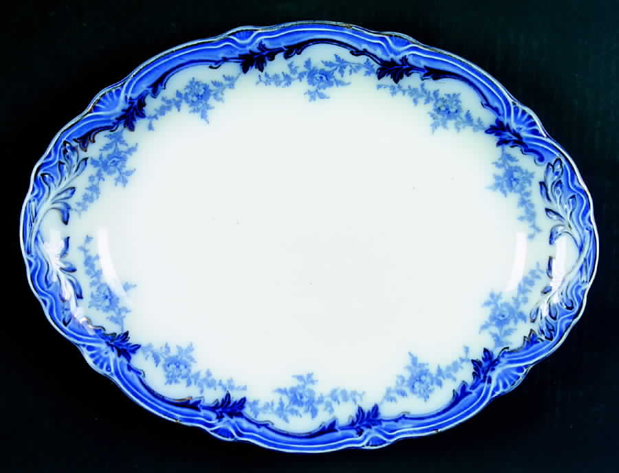 Somerset (Flow Blue) 12" Oval Serving Platter by Grindley-1