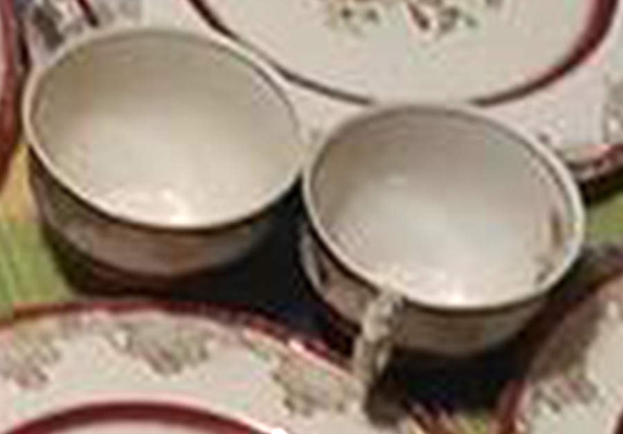 Thirlmere Burgundy Flat Cup & Saucer Set by Grindley-1