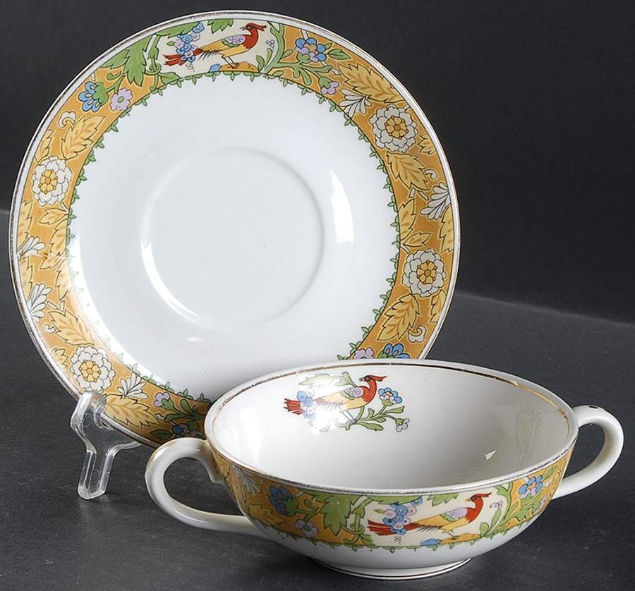 Wrenbury Flat Cream Soup Bowl & Saucer Set by Grindley-1