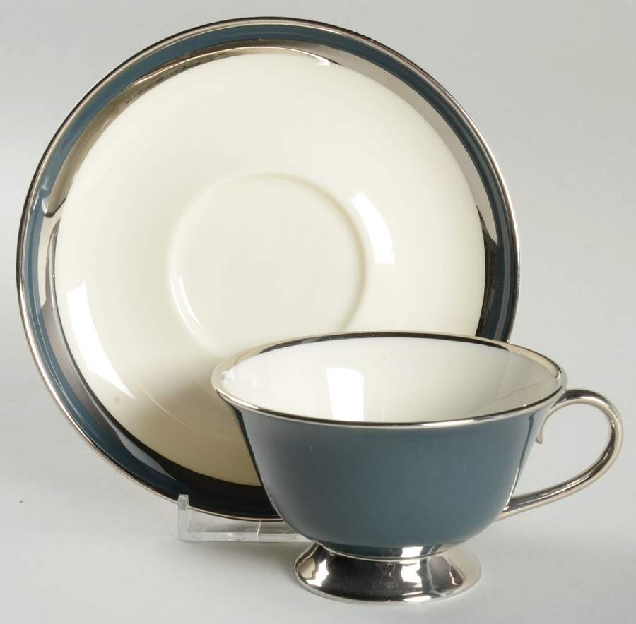 Black Contessa Footed Cup & Saucer Set by Gorham-1