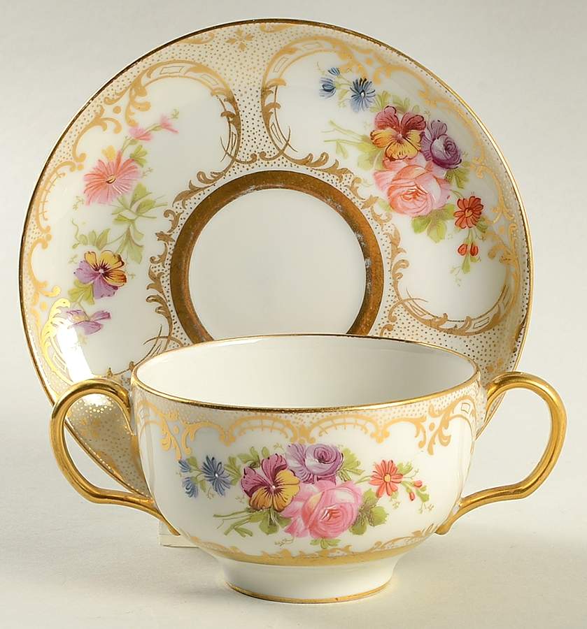 GUE145 Flat Cream Soup Bowl & Saucer Set by WM Guerin-1
