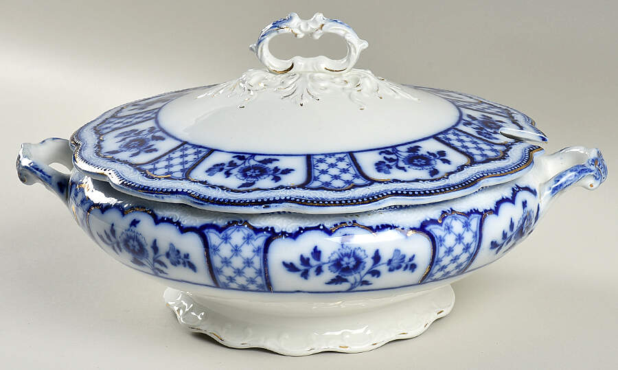 Melbourne (Flow Blue) Tureen &  Lid by Grindley-1