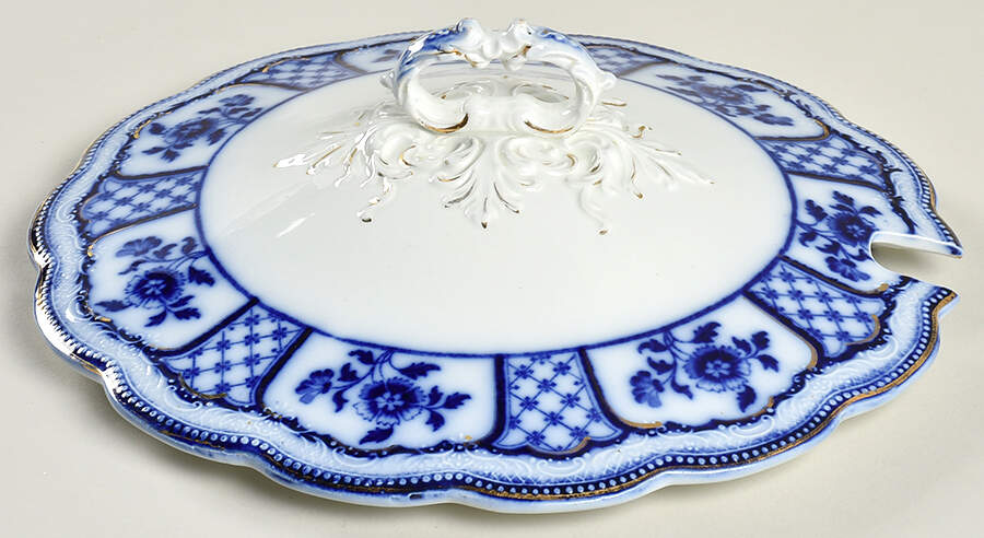 Melbourne (Flow Blue) Lid for Tureen by Grindley-1