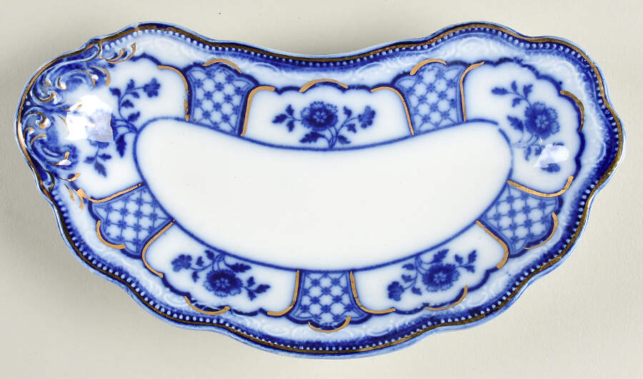 Melbourne (Flow Blue) Bone Dish by Grindley-1