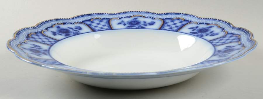 Melbourne (Flow Blue) Large Rim Soup Bowl by Grindley-1