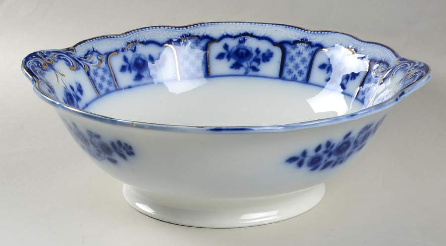Melbourne (Flow Blue) Large Fruit Bowl by Grindley-1