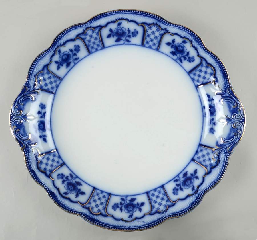 Melbourne (Flow Blue) 14" Handled Chop Plate (Round Platter) by Grindley-1