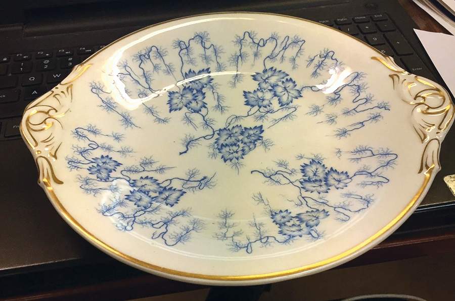 Moss Fibre Handled Cake Plate by George Grainger & Co-1