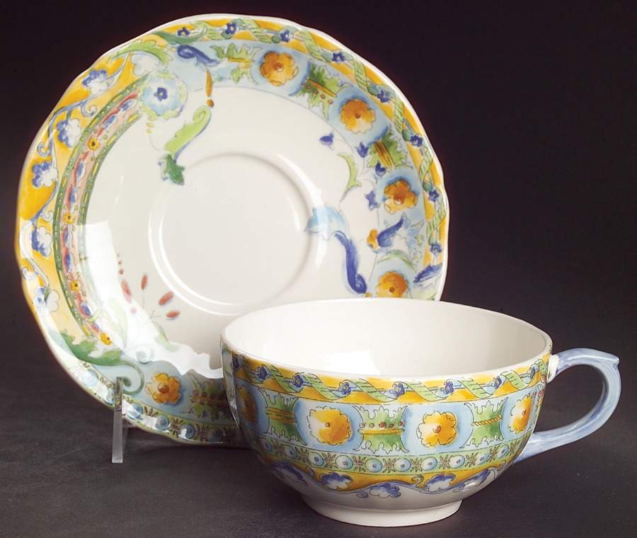 Raphael Breakfast Cup & Saucer Set by Faiencerie De Gien-1