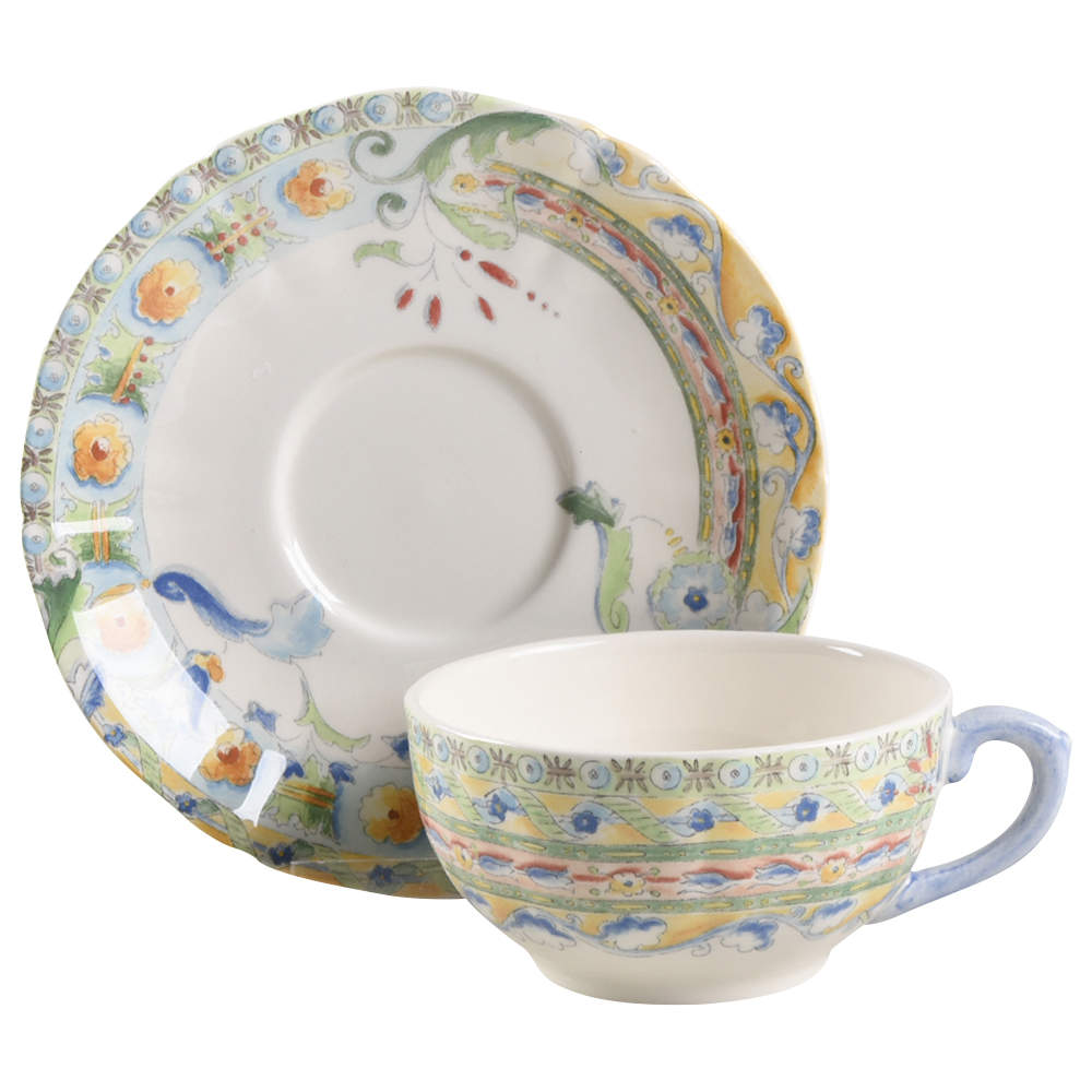 Raphael Flat Cup & Saucer Set by Faiencerie De Gien-1