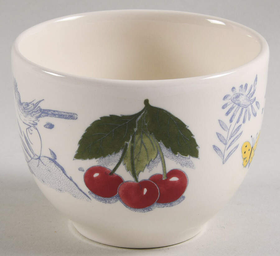 Oiseau Bleu (Fruit) Sugar Bowl No Lid by Faiencerie De Gien-1