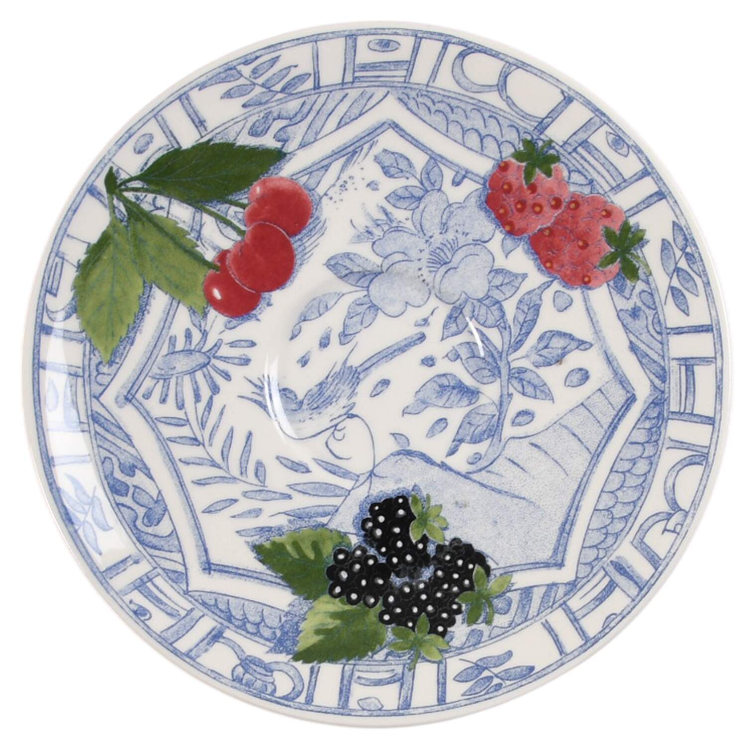Oiseau Bleu (Fruit) Saucer for Demitasse Cup by Faiencerie De Gien-1