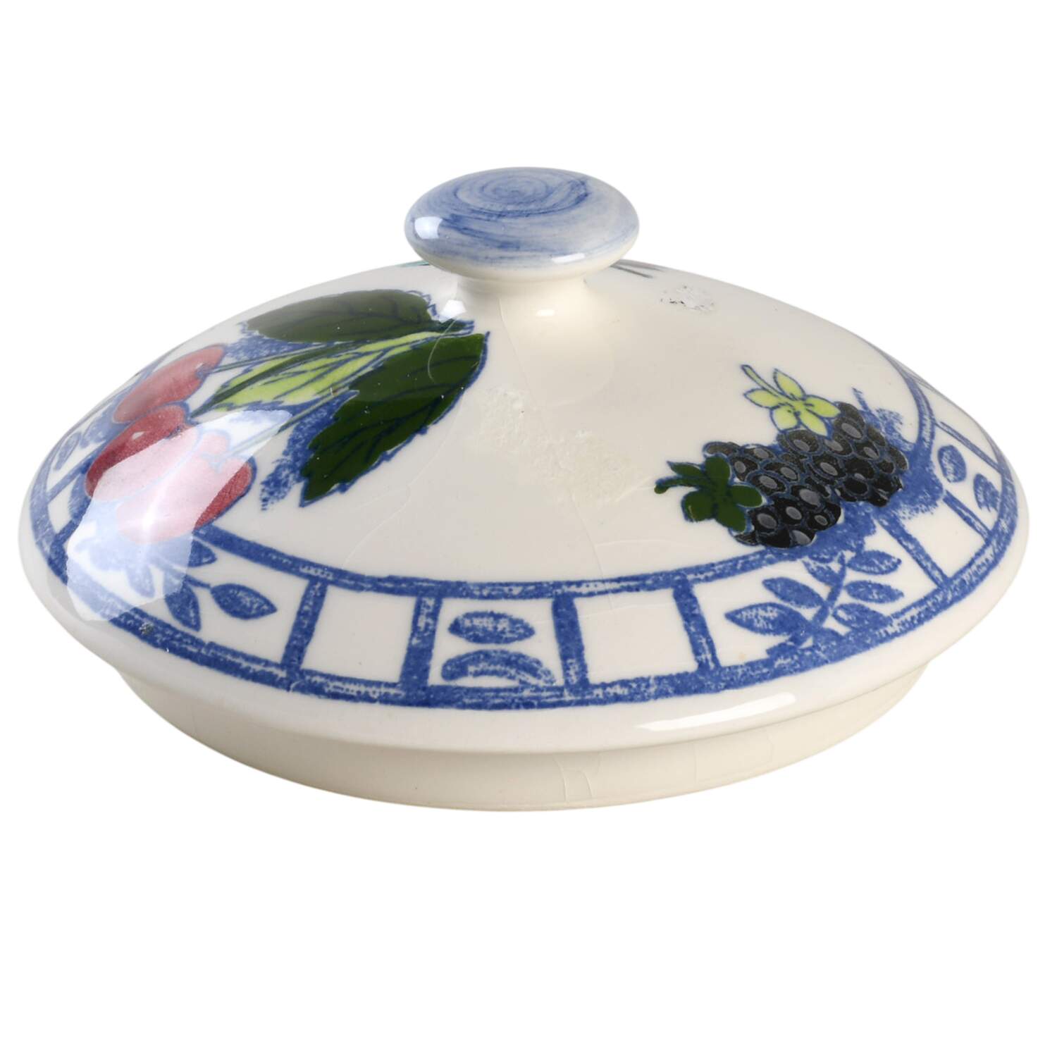 Oiseau Bleu (Fruit) Lid for Teapot by Faiencerie De Gien-1