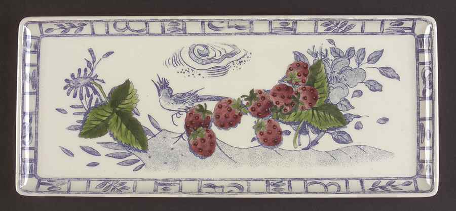Oiseau Bleu (Fruit) Large Sandwich Tray by Faiencerie De Gien-1