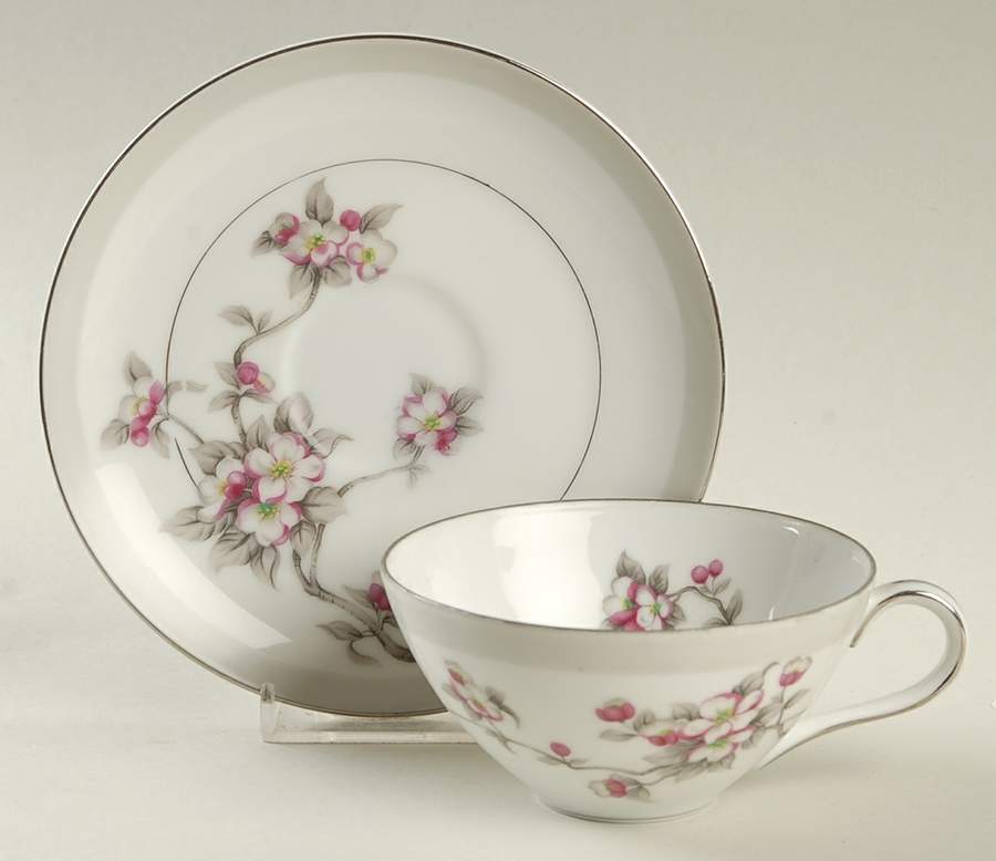 Apple Blossom Flat Cup & Saucer Set by Gold Coast-1