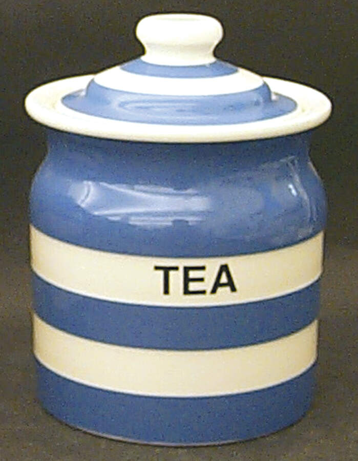 Cornish Blue Cream Cornishware Tea Canister & Lid by T G Green (England)-1