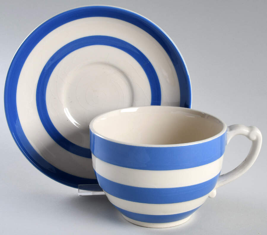 Cornish Blue Cream Cornishware Jumbo Cup & Saucer Set by T G Green (England)-1