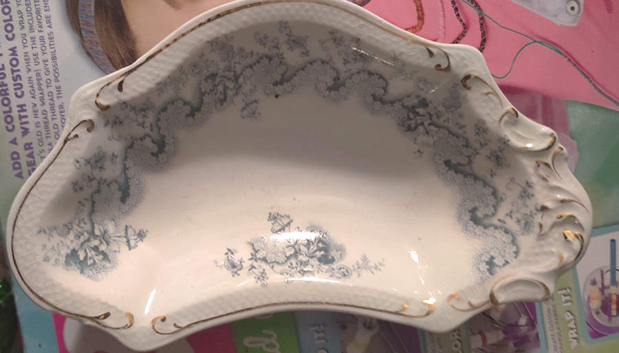Wreath Blue Bone Dish by Grindley-1