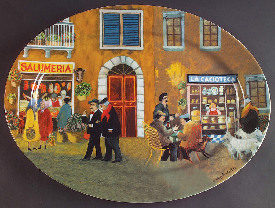 Tuscan Storefronts 16" Oval Serving Platter by Guy Buffet-1