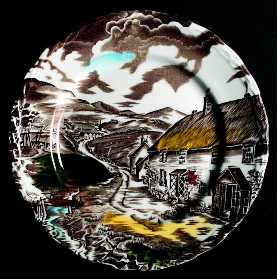 Quiet Day Brown Multicolor (Rope Edge) Luncheon Plate by Grindley-1