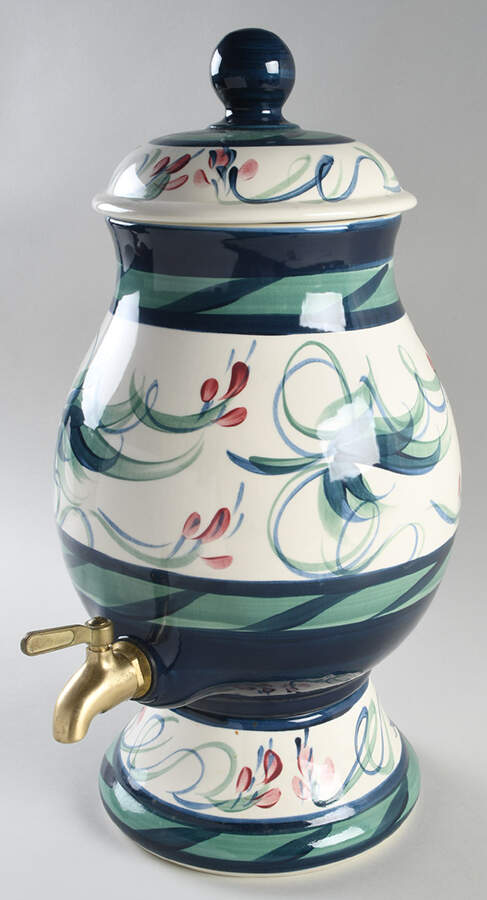 Grapevine Green Beverage Server & Stand by Gail Pittman-1