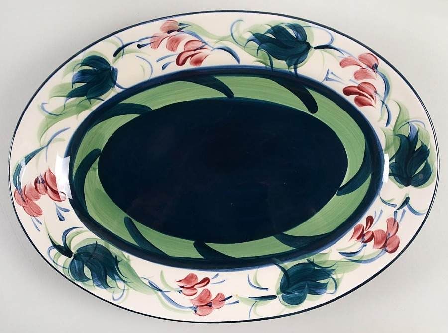 Grapevine Green 15" Oval Serving Platter by Gail Pittman-1