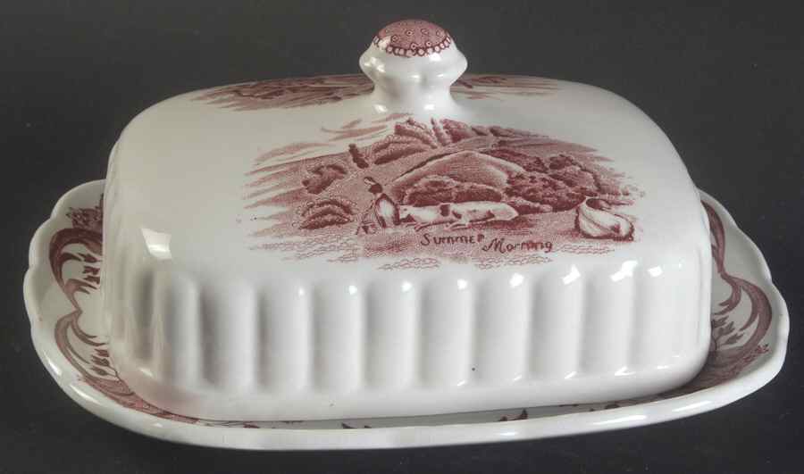 Scenes After Constable Red Square Covered Butter by Grindley-1