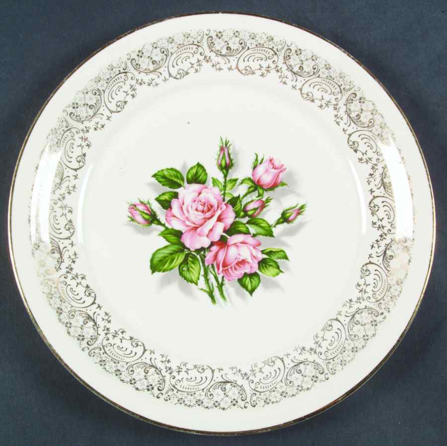 Tudor Rose (Pink Rose Center) Luncheon Plate by Georgian China-1