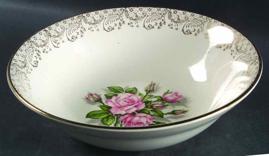 Tudor Rose (Pink Rose Center) 8" Round Vegetable Bowl by Georgian China-1